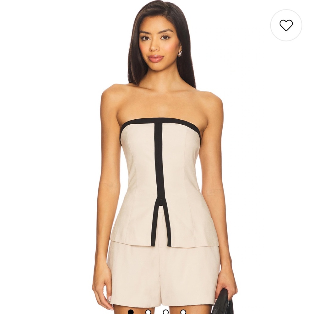 Sovere Strapless Refine Bodice Top in Beige & Black